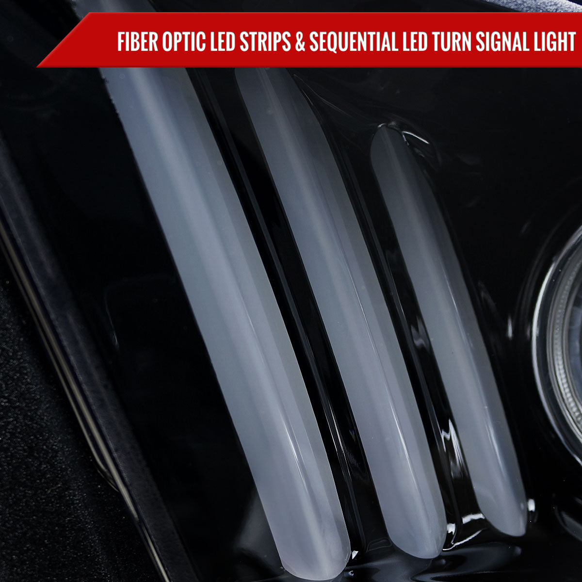 2010-2014 Ford Mustang LED Bar Projector Headlights w/ Sequential Turn Signals (Glossy Black Housing/Smoked Lens)