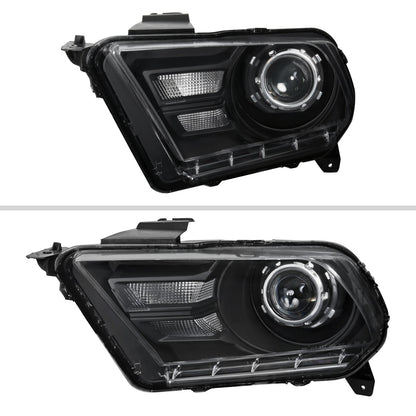 2010-2014 Ford Mustang Retrofit Style Projector Headlights (Matte Black Housing/Clear Lens)