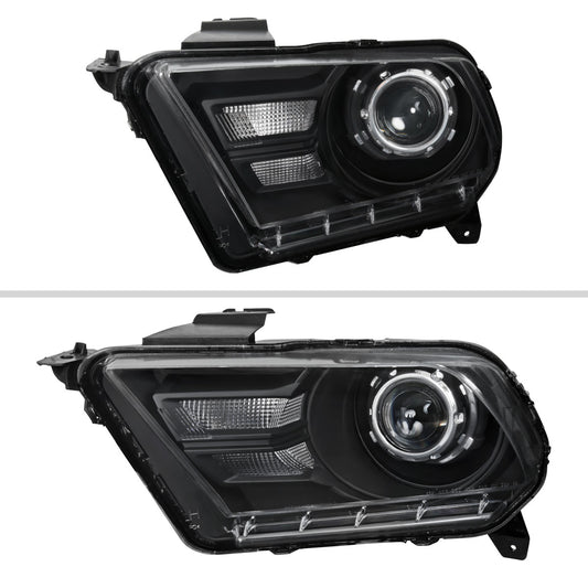 2010-2014 Ford Mustang Retrofit Style Projector Headlights (Matte Black Housing/Clear Lens)