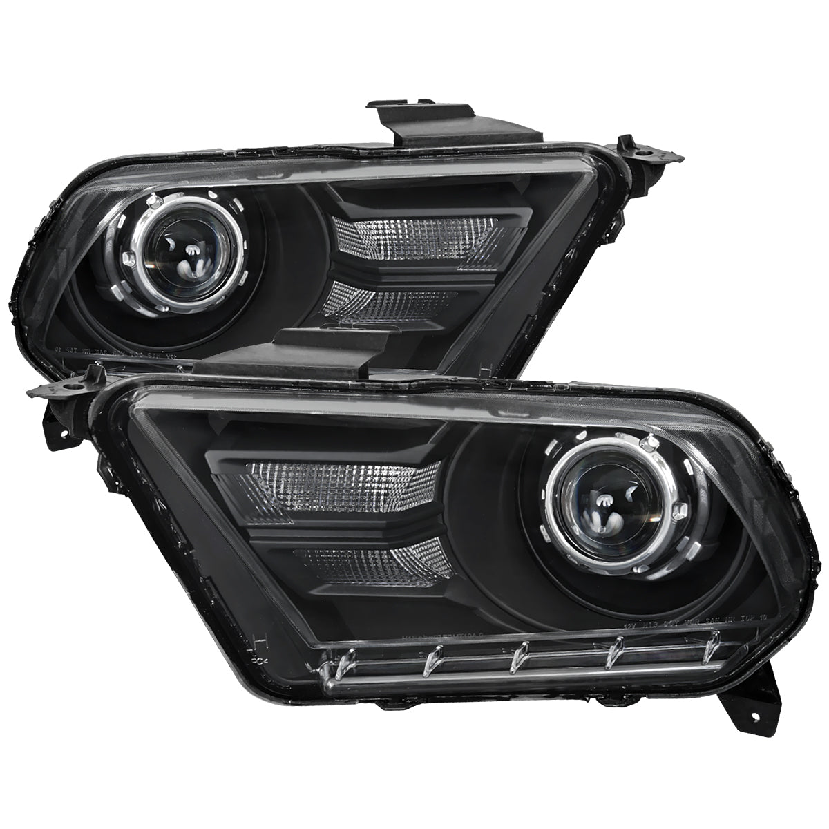 2010-2014 Ford Mustang Retrofit Style Projector Headlights (Matte Black Housing/Clear Lens)