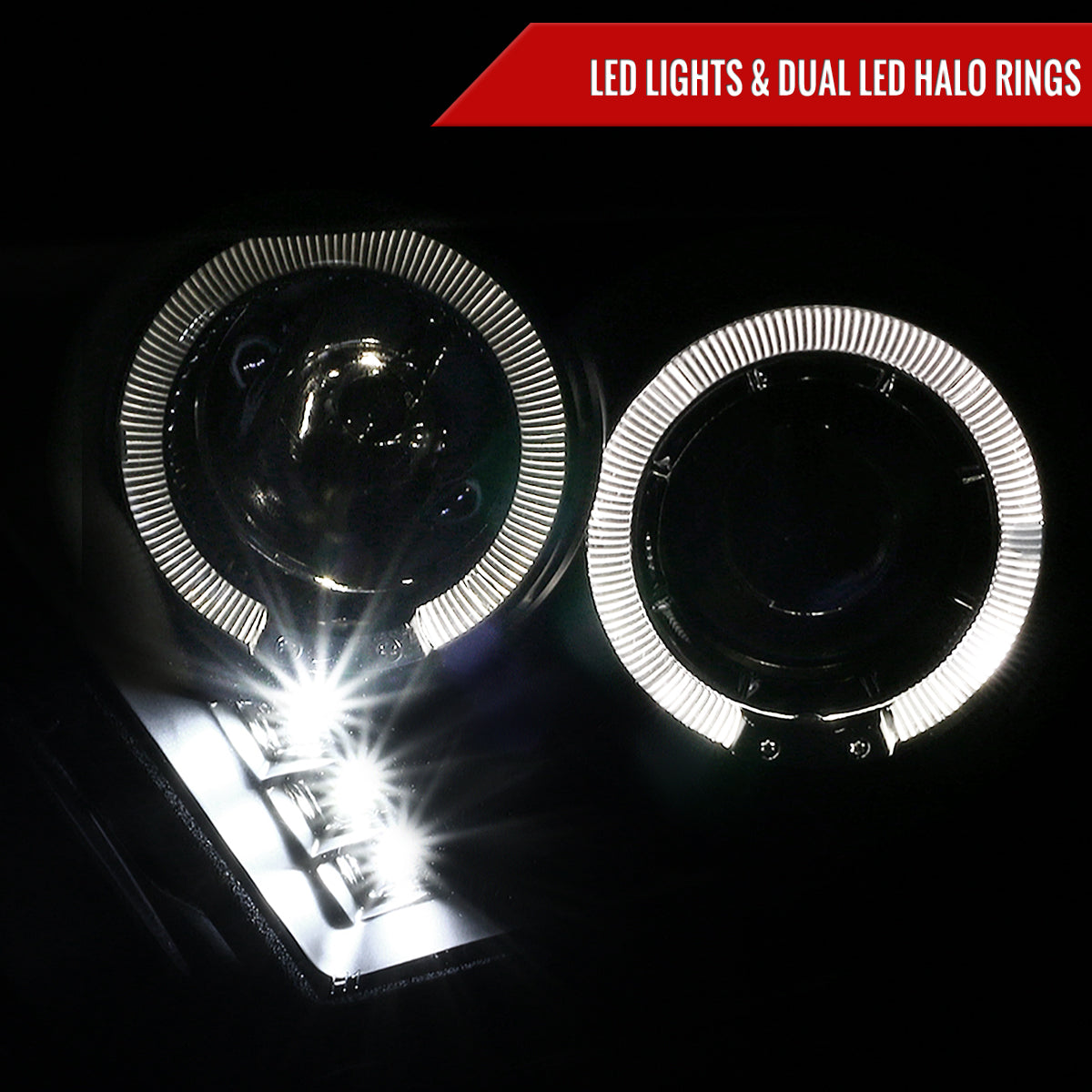 2010-2014 Ford Mustang Dual Halo Projector Headlights (Matte Black Housing/Clear Lens)