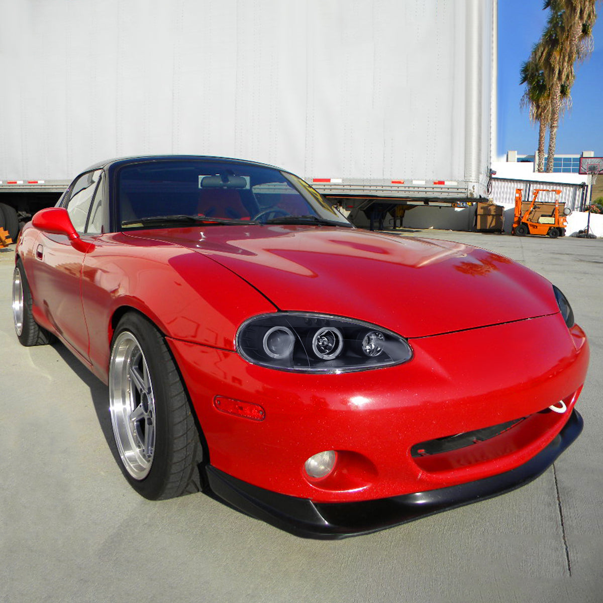 2001-2005 Mazda Miata MX-5 Dual Halo Projector Headlights (Matte Black Housing/Clear Lens)