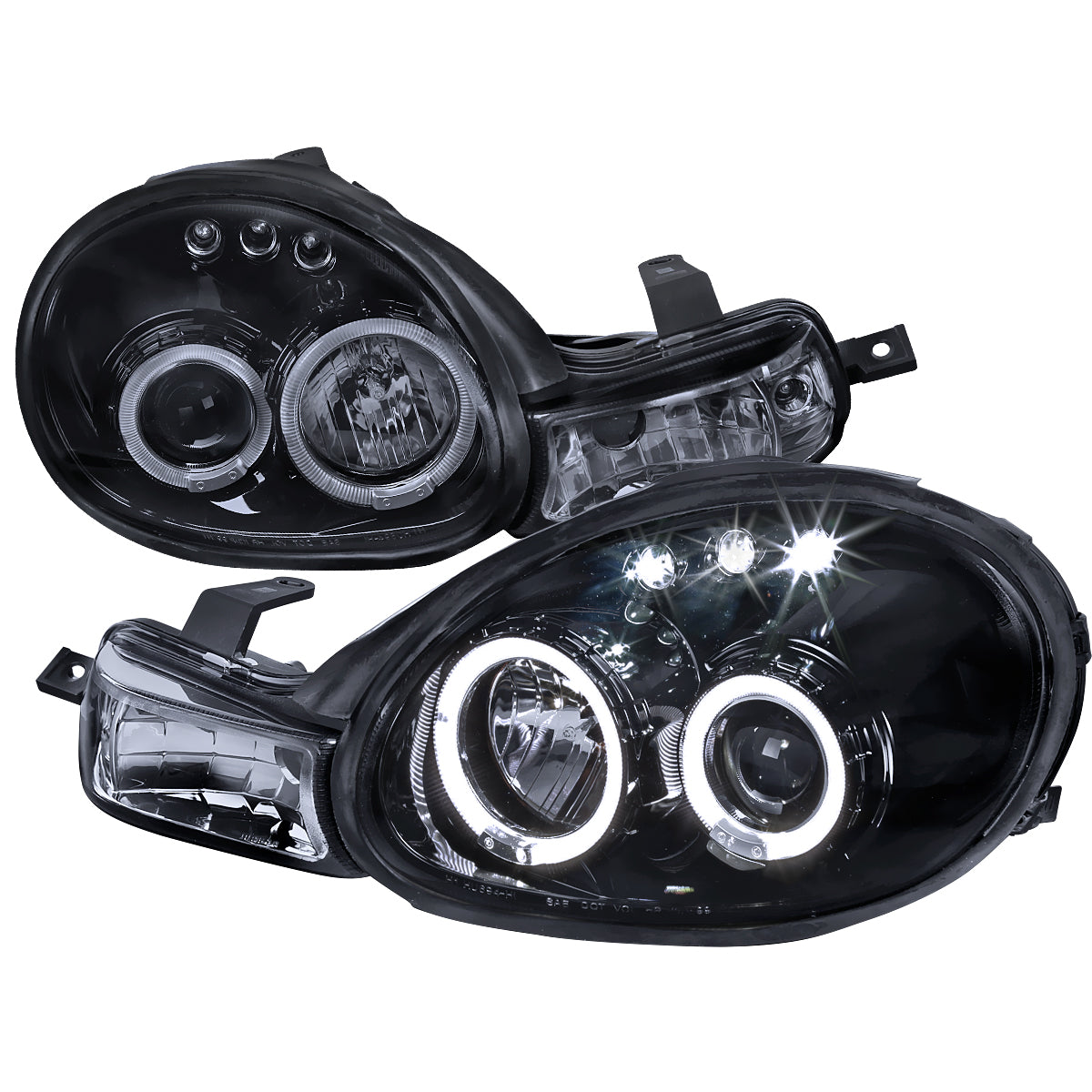 2000-2002 Dodge Plymouth Neon Dual Halo Projector Headlights (Glossy Black Housing/Smoked Lens)