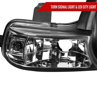 2000-2002 Dodge Plymouth Neon Dual Halo Projector Headlights (Matte Black Housing/Clear Lens)