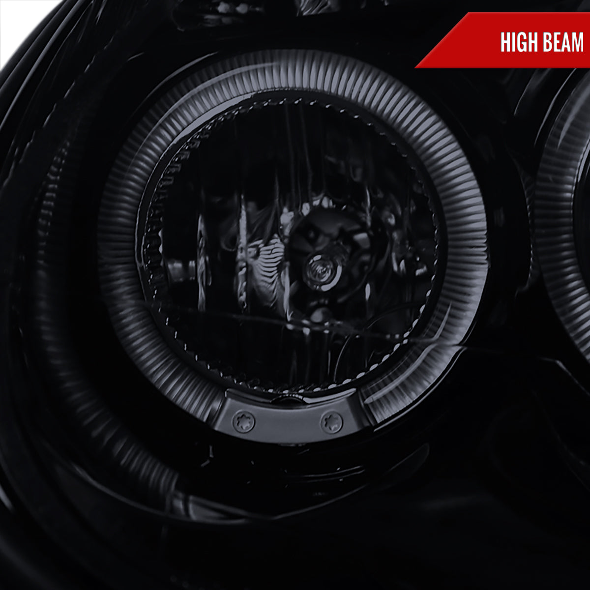 2003-2005 Dodge Neon Dual Halo Projector Headlights (Glossy Black Housing/Smoked Lens)