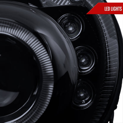 2003-2005 Dodge Neon Dual Halo Projector Headlights (Glossy Black Housing/Smoked Lens)