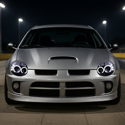 2003-2005 Dodge Neon Dual Halo Projector Headlights (Glossy Black Housing/Smoked Lens)
