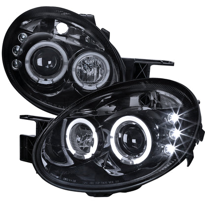 2003-2005 Dodge Neon Dual Halo Projector Headlights (Glossy Black Housing/Smoked Lens)