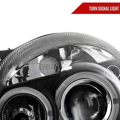2003-2005 Dodge Neon Dual Halo Projector Headlights (Matte Black Housing/Clear Lens)