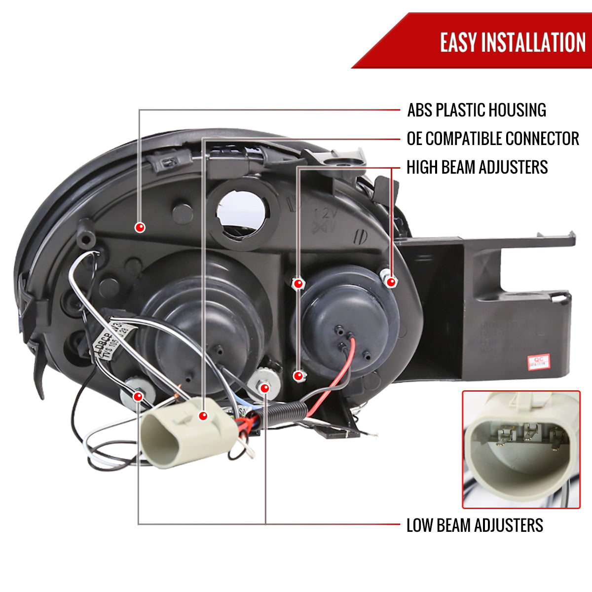 2003-2005 Dodge Neon Dual Halo Projector Headlights (Matte Black Housing/Clear Lens)