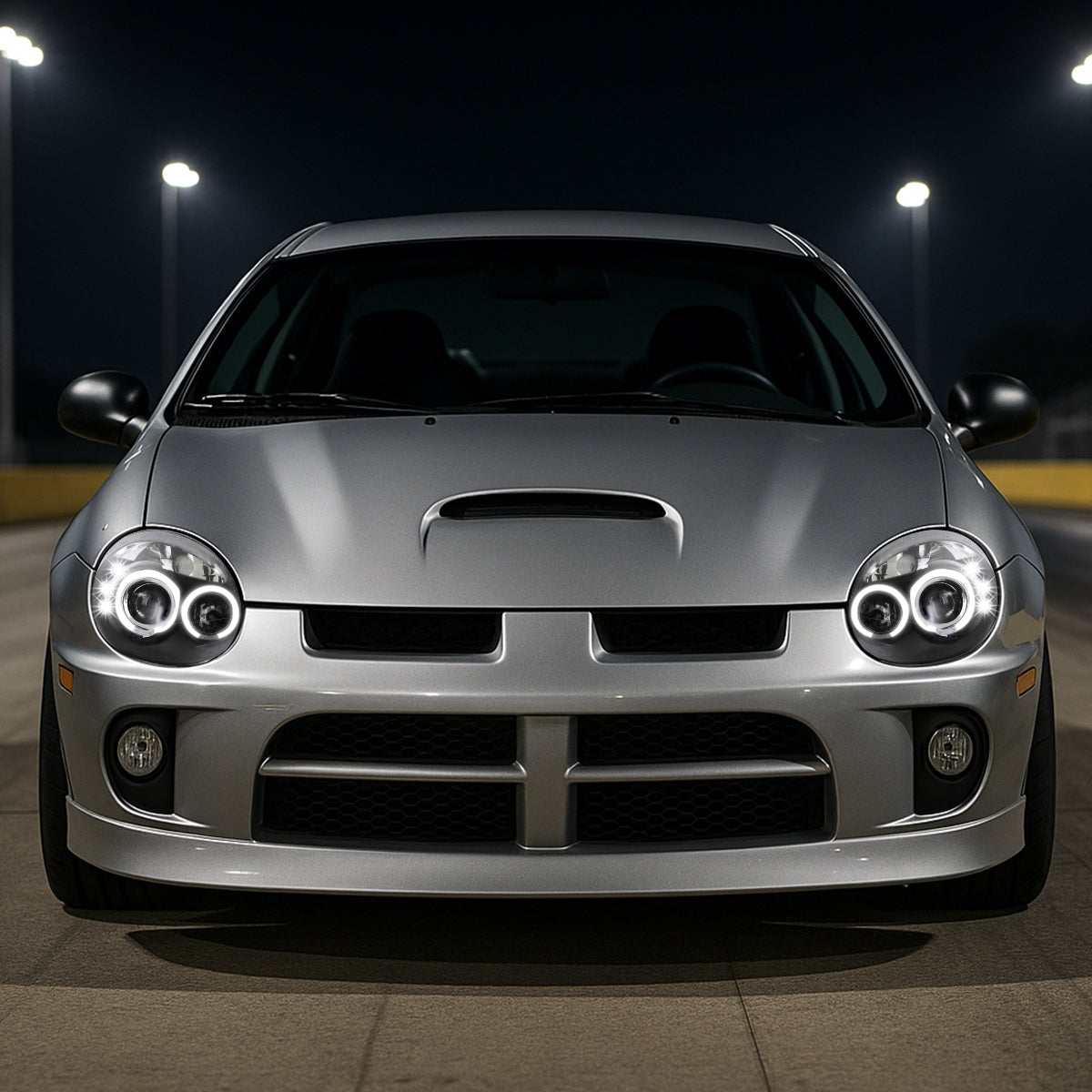 2003-2005 Dodge Neon Dual Halo Projector Headlights (Matte Black Housing/Clear Lens)