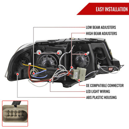 2001-2005 Volkswagen Passat Dual Halo Projector Headlights (Chrome Housing/Clear Lens)