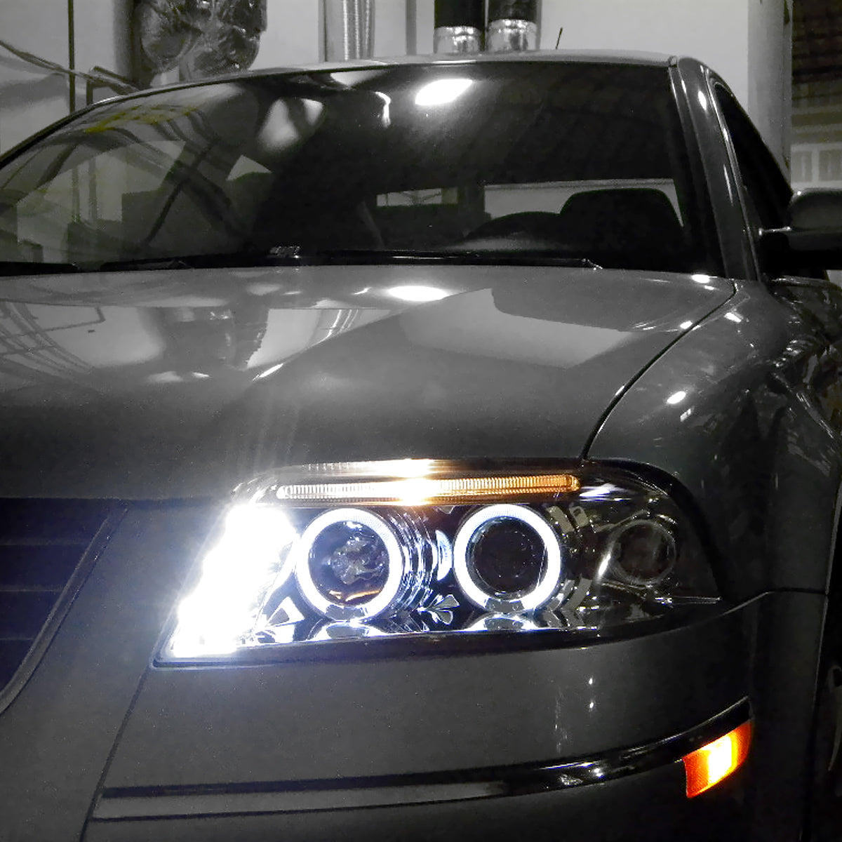 2001-2005 Volkswagen Passat Dual Halo Projector Headlights (Chrome Housing/Clear Lens)