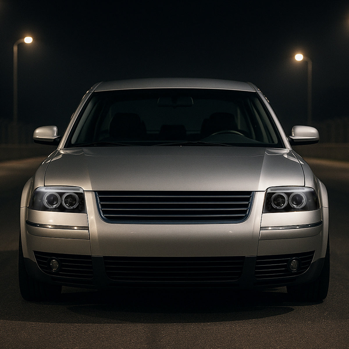 2001-2005 Volkswagen Passat Dual Halo Projector Headlights (Matte Black Housing/Clear Lens)