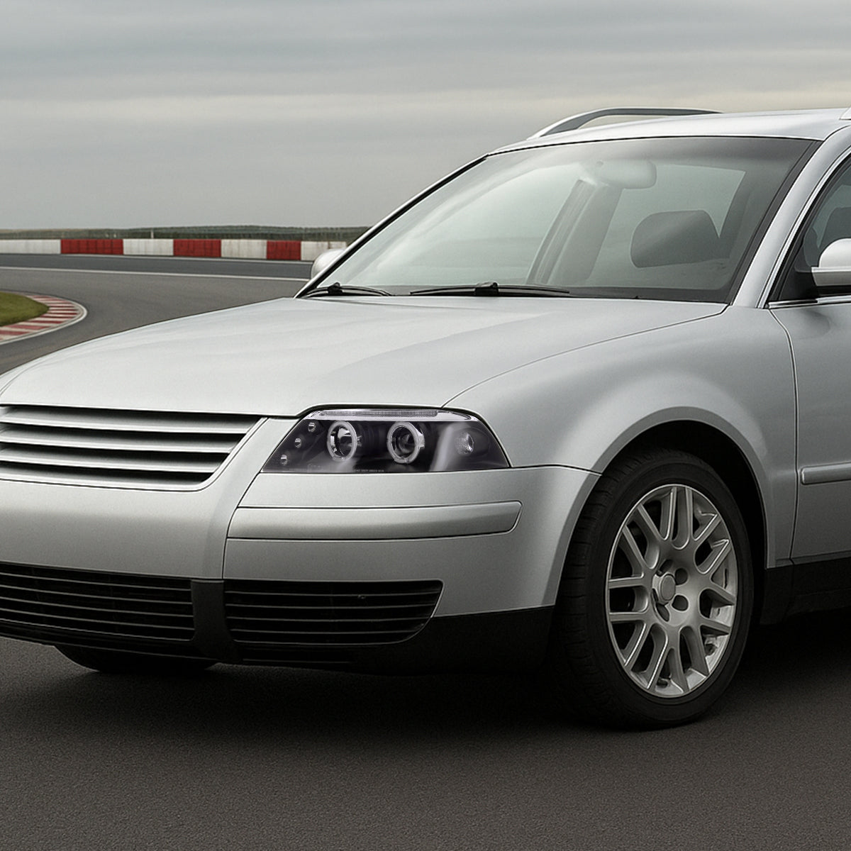 2001-2005 Volkswagen Passat Dual Halo Projector Headlights (Matte Black Housing/Clear Lens)