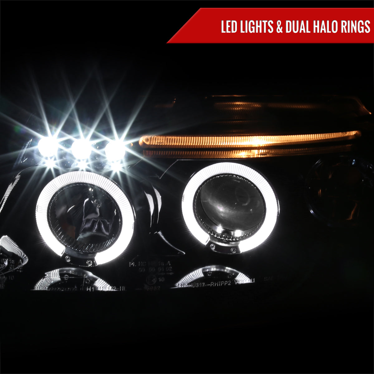 1997-2000 Volkswagen Passat Dual Halo Projector Headlights (Glossy Black Housing/Smoked Lens)