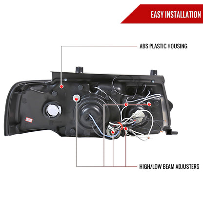 1997-2000 Volkswagen Passat Dual Halo Projector Headlights (Glossy Black Housing/Smoked Lens)