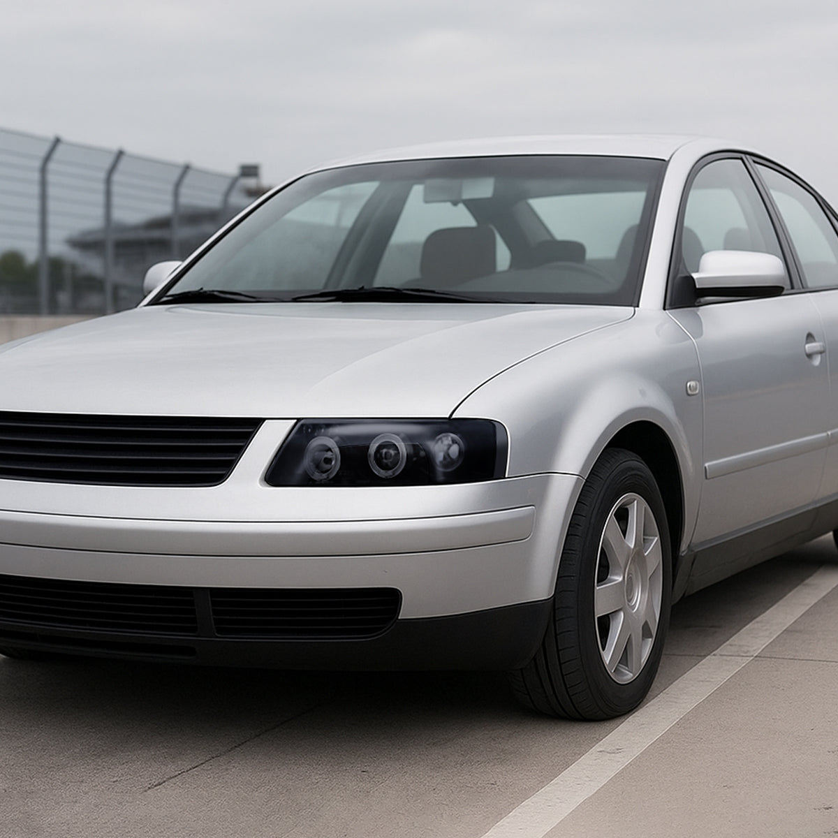 1997-2000 Volkswagen Passat Dual Halo Projector Headlights (Glossy Black Housing/Smoked Lens)