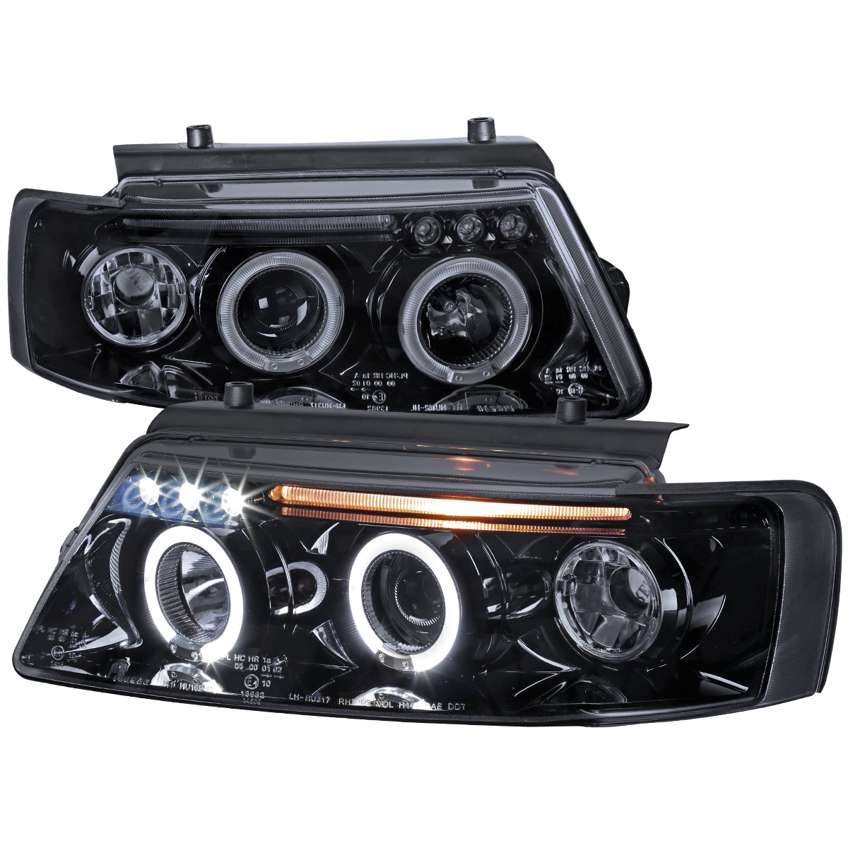 1997-2000 Volkswagen Passat Dual Halo Projector Headlights (Glossy Black Housing/Smoked Lens)