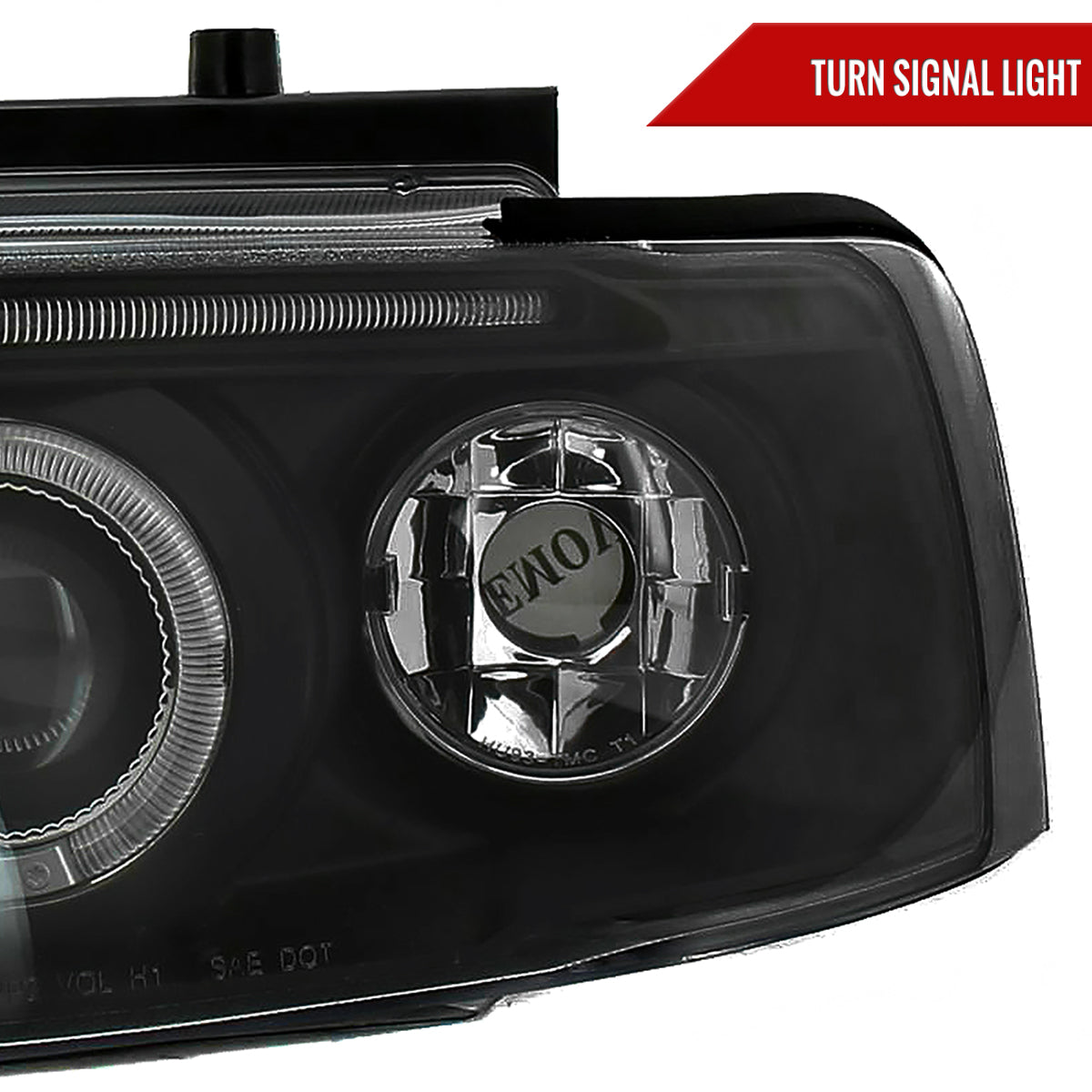 1997-2000 Volkswagen Passat Dual Halo Projector Headlights (Matte Black Housing/Clear Lens)