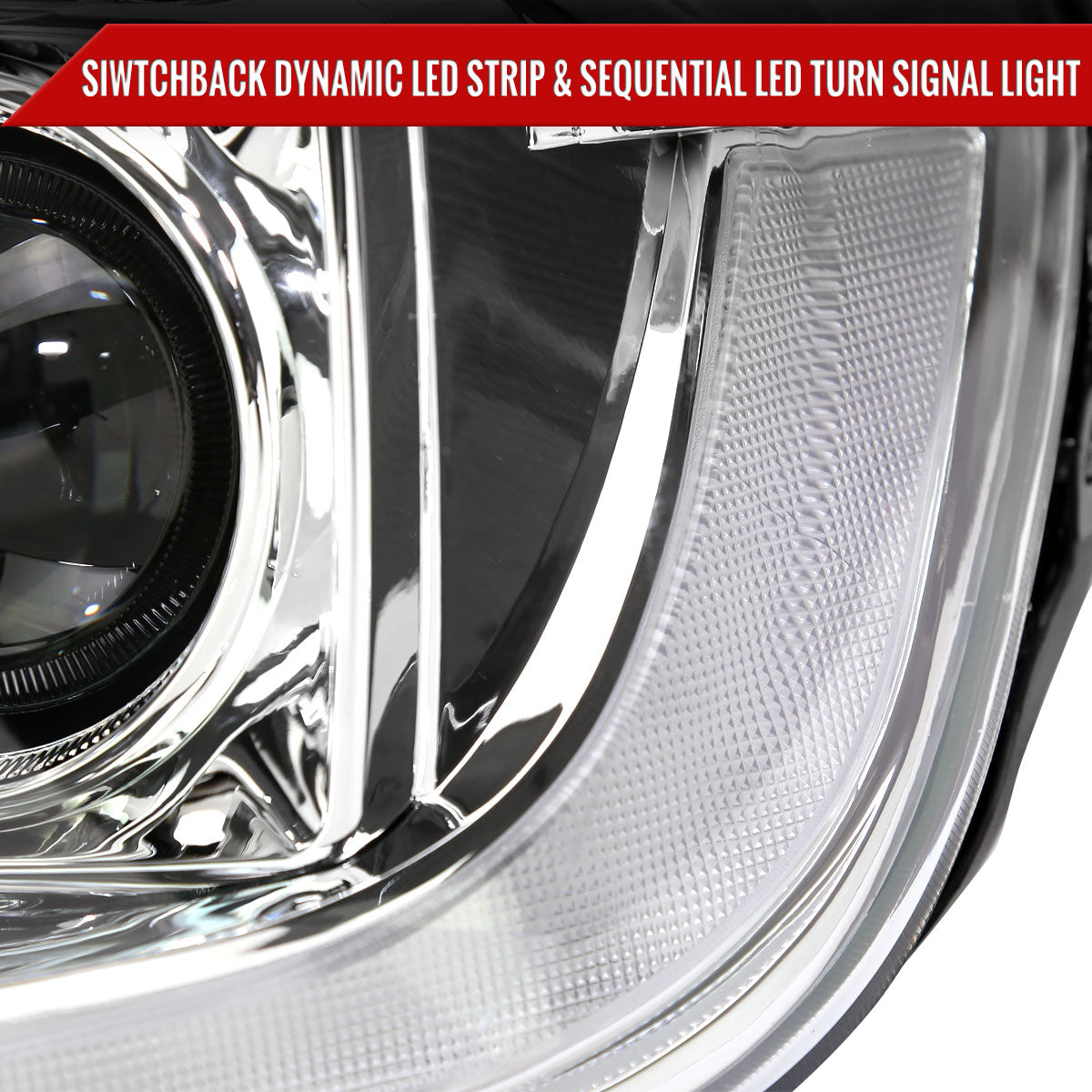 2019-2022 Ford Ranger Switchback Sequential LED Bar Projector Headlights (Chrome Housing/Clear Lens)