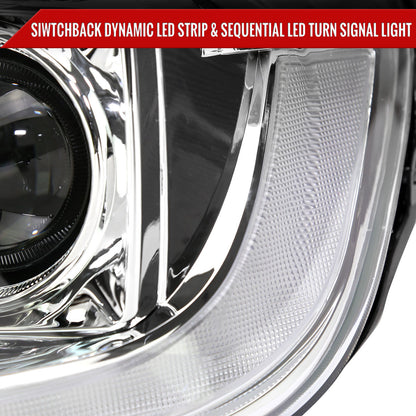 2019-2022 Ford Ranger Switchback Sequential LED Bar Projector Headlights (Chrome Housing/Clear Lens)
