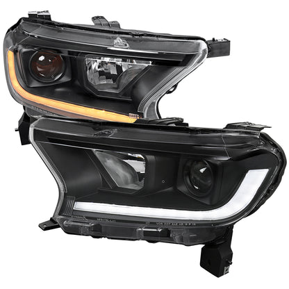 2019-2022 Ford Ranger Switchback Sequential LED Bar Projector Headlights (Matte Black Housing/Clear Lens)