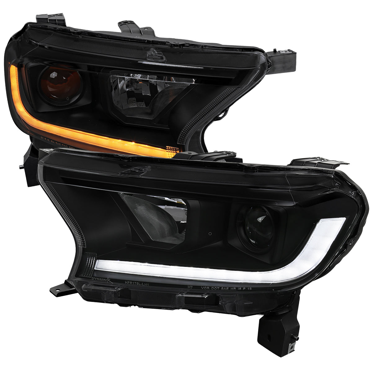 2019-2022 Ford Ranger Switchback Sequential LED Bar Projector Headlights (Matte Black Housing/Smoked Lens)