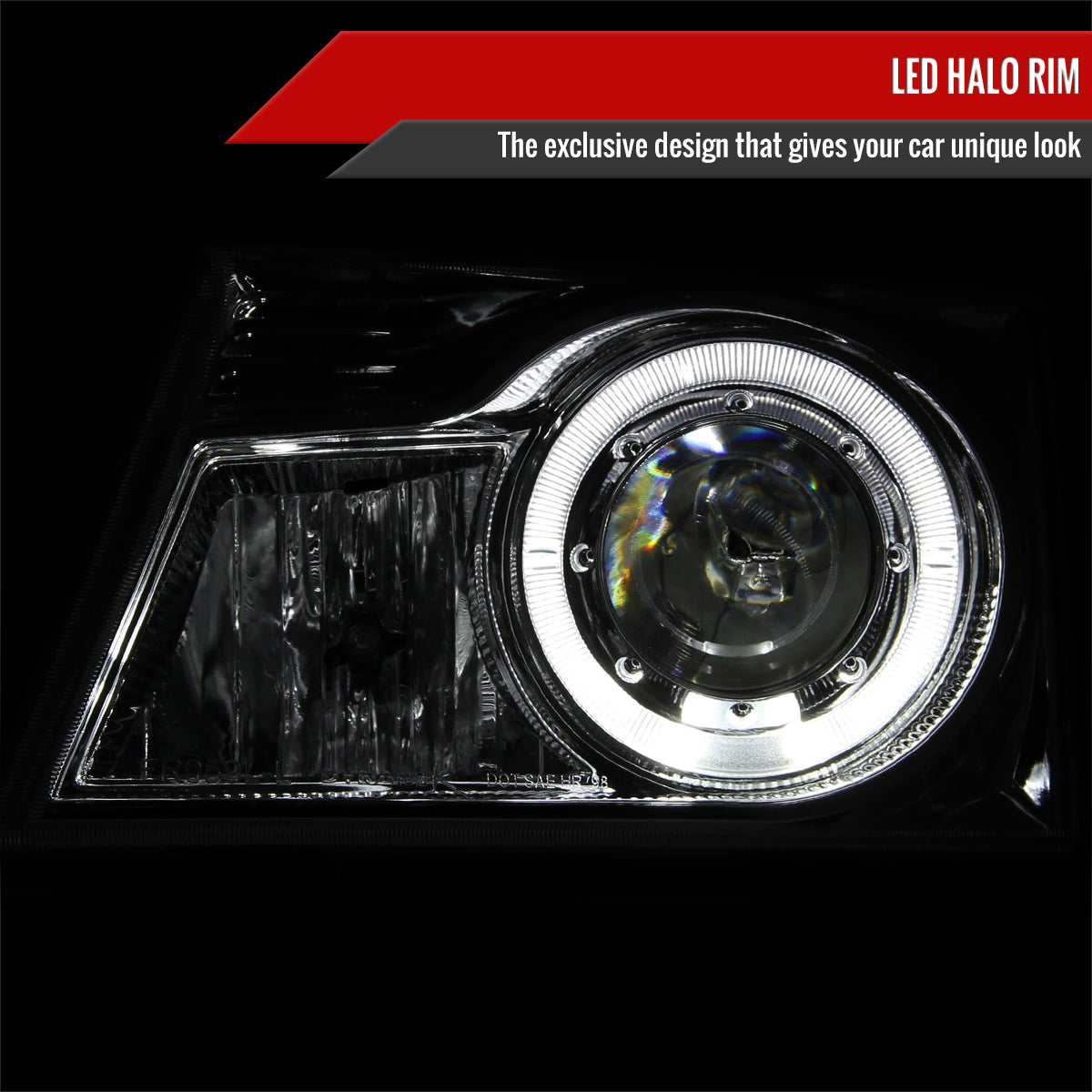 1998-2000 Ford Ranger Halo Projector Headlights (Chrome Housing/Clear Lens)