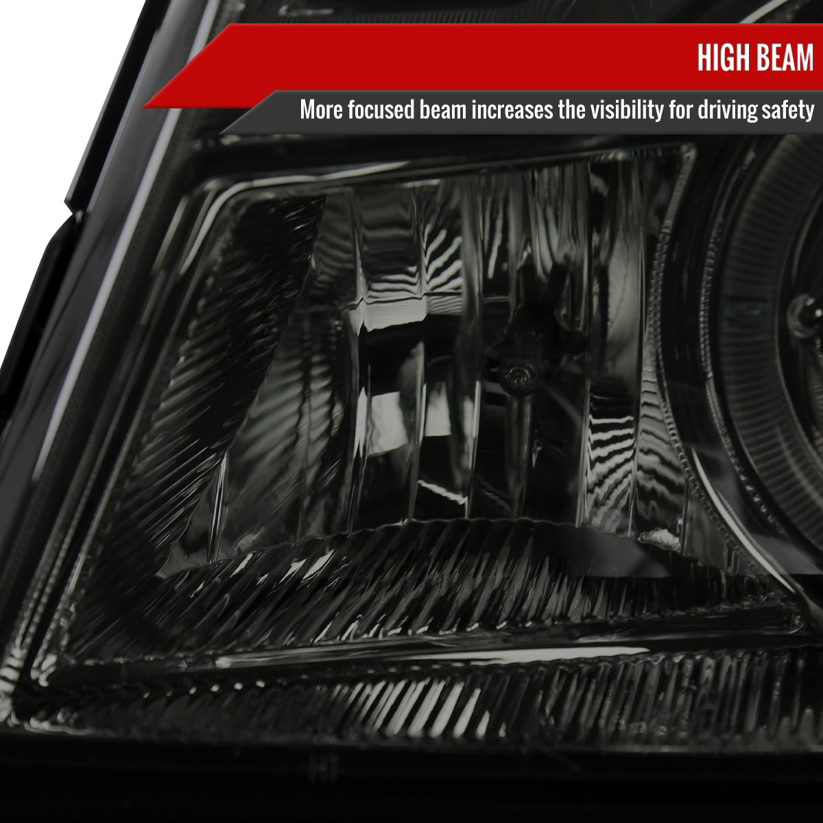 1998-2000 Ford Ranger Halo Projector Headlights (Chrome Housing/Smoked Lens)