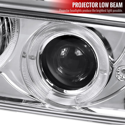 1998-2004 Chevrolet S10 Dual Halo Projector Headlights (Chrome Housing/Clear Lens)
