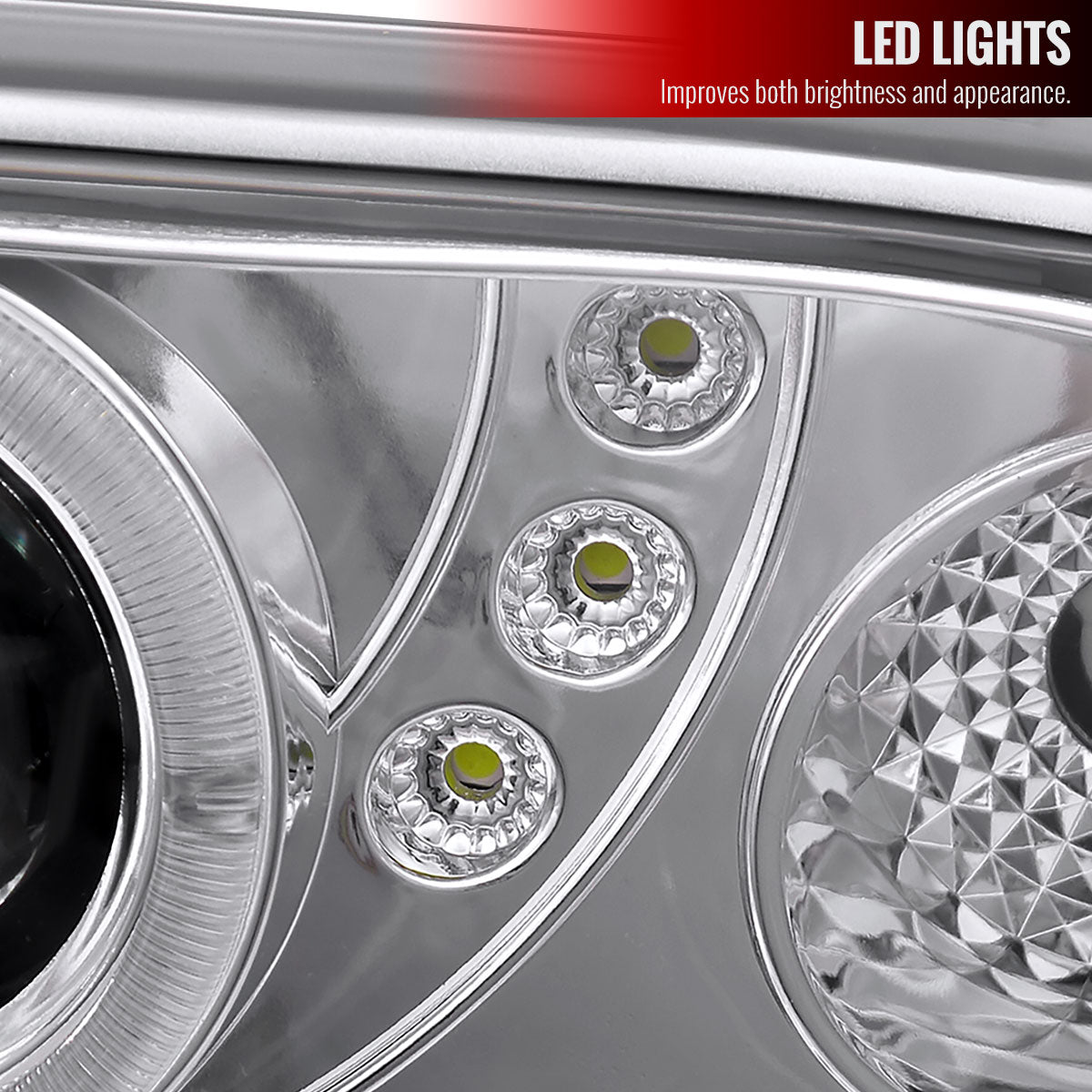 1998-2004 Chevrolet S10 Dual Halo Projector Headlights (Chrome Housing/Clear Lens)