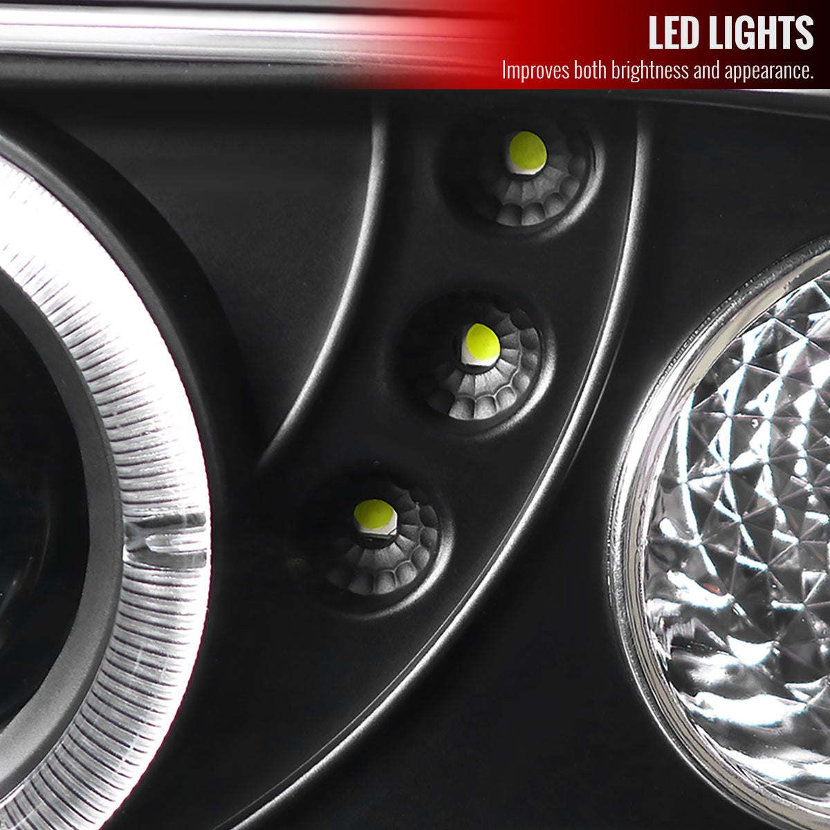 1998-2004 Chevrolet S10 Dual Halo Projector Headlights (Matte Black Housing/Clear Lens)