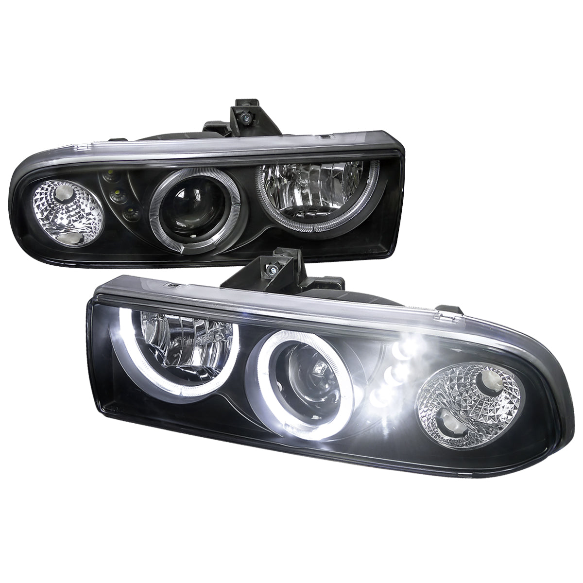 1998-2004 Chevrolet S10 Dual Halo Projector Headlights (Matte Black Housing/Clear Lens)
