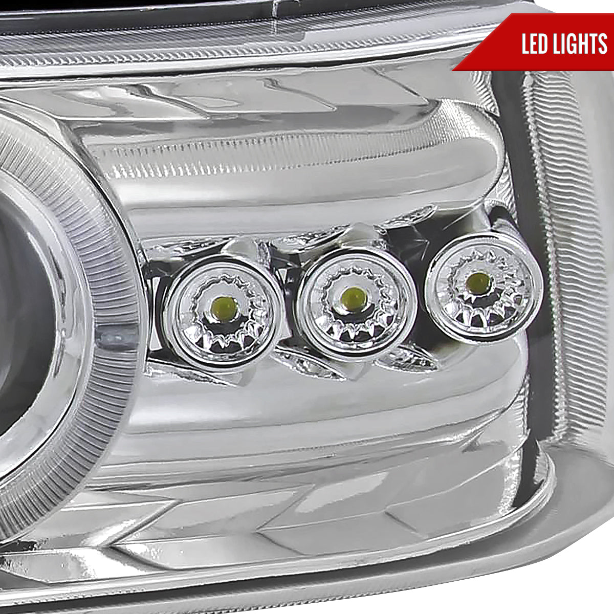 1999-2002 Chevrolet Silverado/ 2000-2006 Tahoe Suburban Dual Halo Projector Headlights (Chrome Housing/Clear Lens)