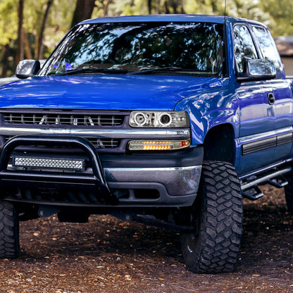 1999-2002 Chevrolet Silverado/ 2000-2006 Tahoe Suburban Dual Halo Projector Headlights (Chrome Housing/Clear Lens)