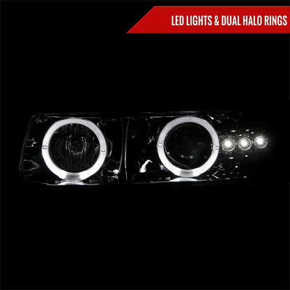 1999-2002 Chevrolet Silverado/ 2000-2006 Tahoe Suburban Dual Halo Projector Headlights (Chrome Housing/Smoked Lens)