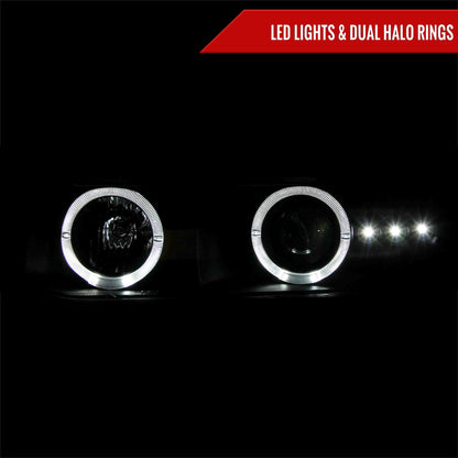 1999-2002 Chevrolet Silverado/ 2000-2006 Tahoe Suburban Dual Halo Projector Headlights (Matte Black Housing/Clear Lens)
