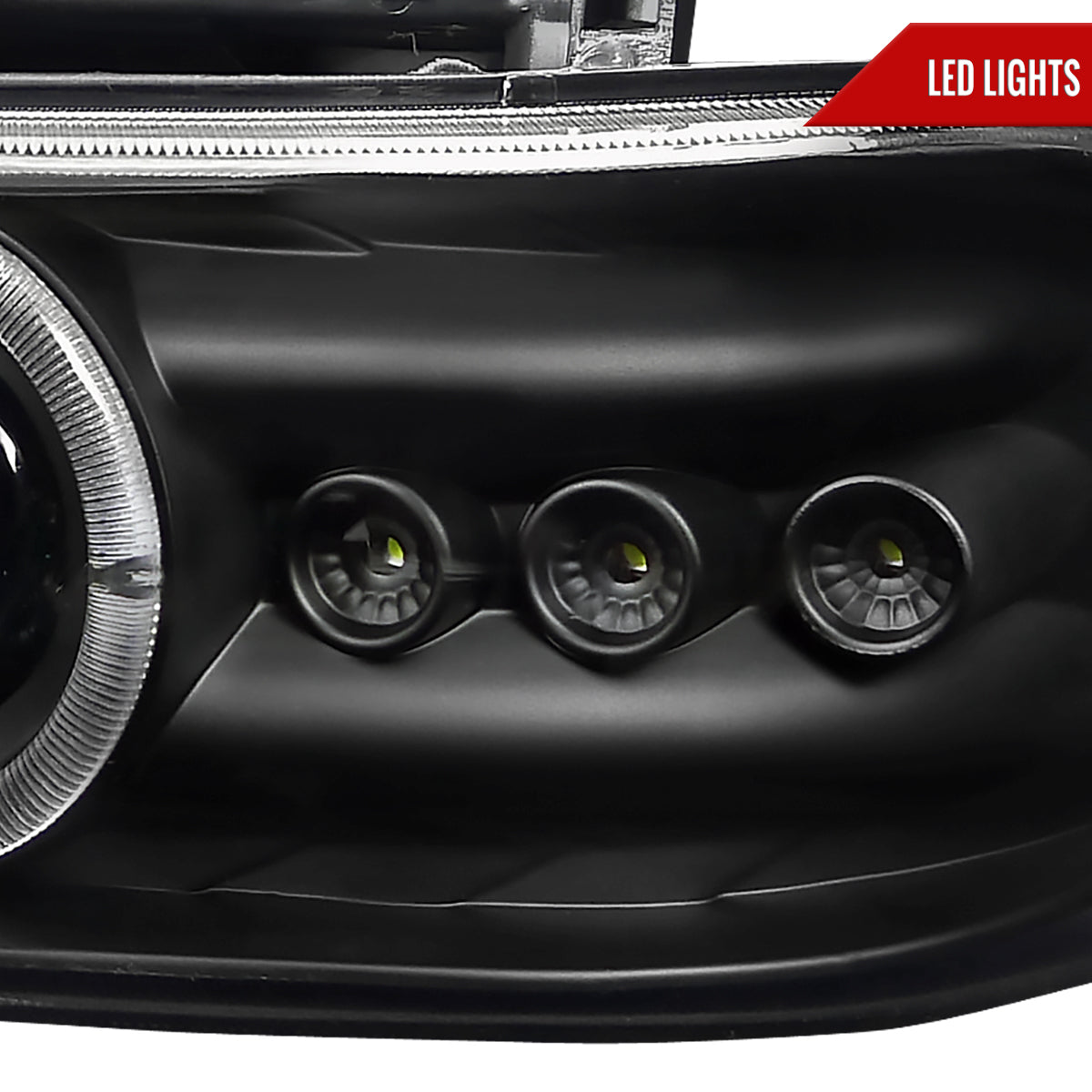 1999-2002 Chevrolet Silverado/ 2000-2006 Tahoe Suburban Dual Halo Projector Headlights (Matte Black Housing/Clear Lens)
