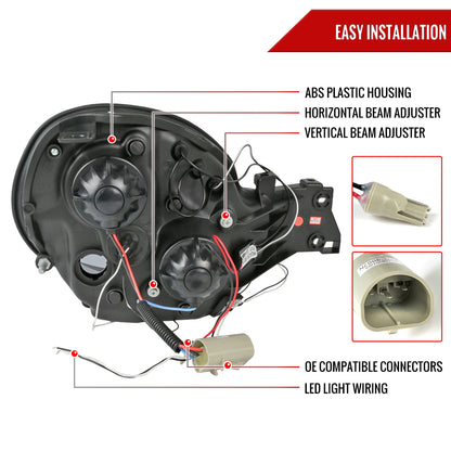 2002-2003 Subaru Impreza Dual Halo Bug Eye Projector Headlights (Matte Black Housing/Clear Lens)