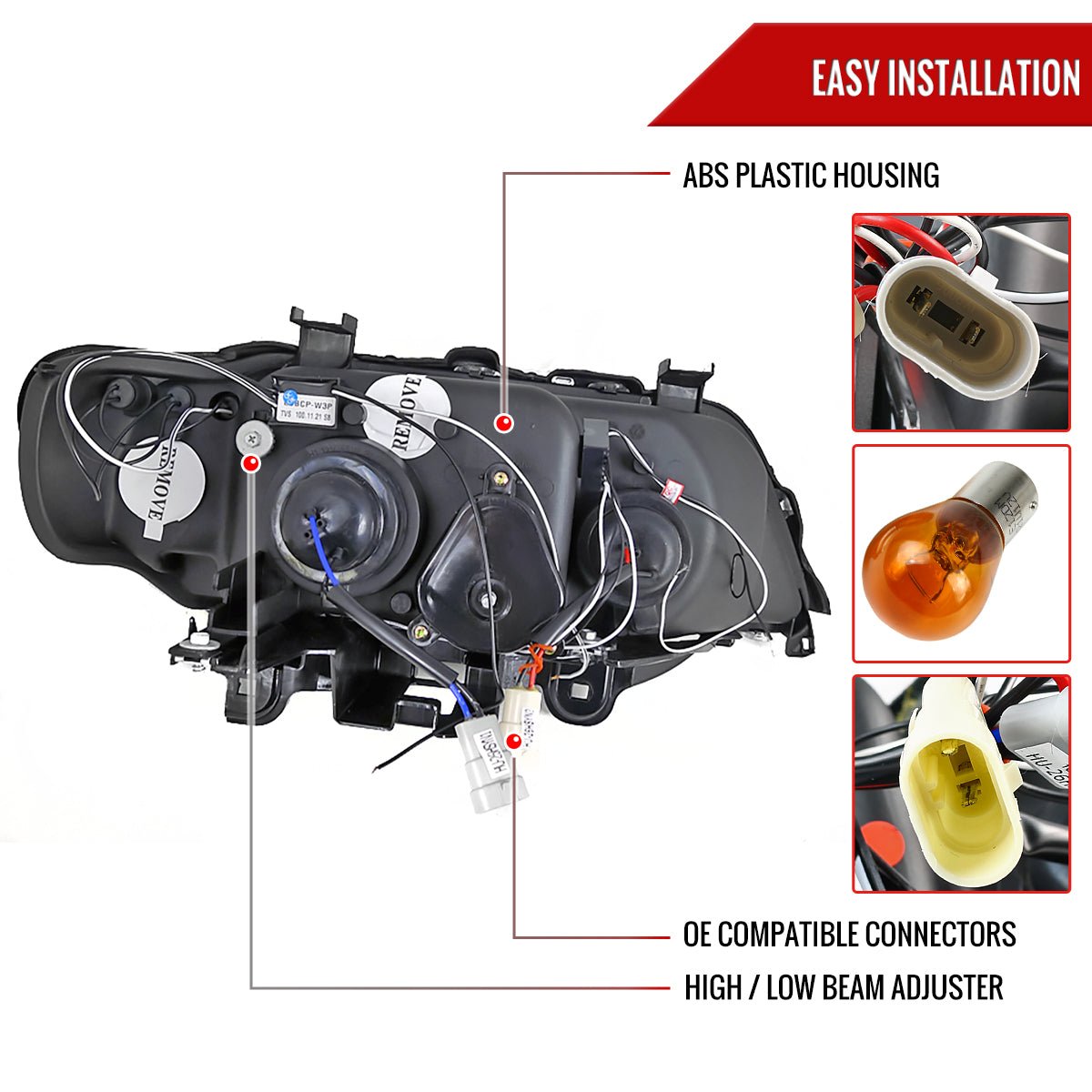 2001-2003 BMW E53 X5 Dual Halo Projector Headlights (Chrome Housing/Clear Lens)