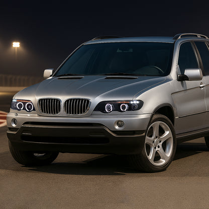 2001-2003 BMW E53 X5 Dual Halo Projector Headlights (Glossy Black Housing/Smoked Lens)