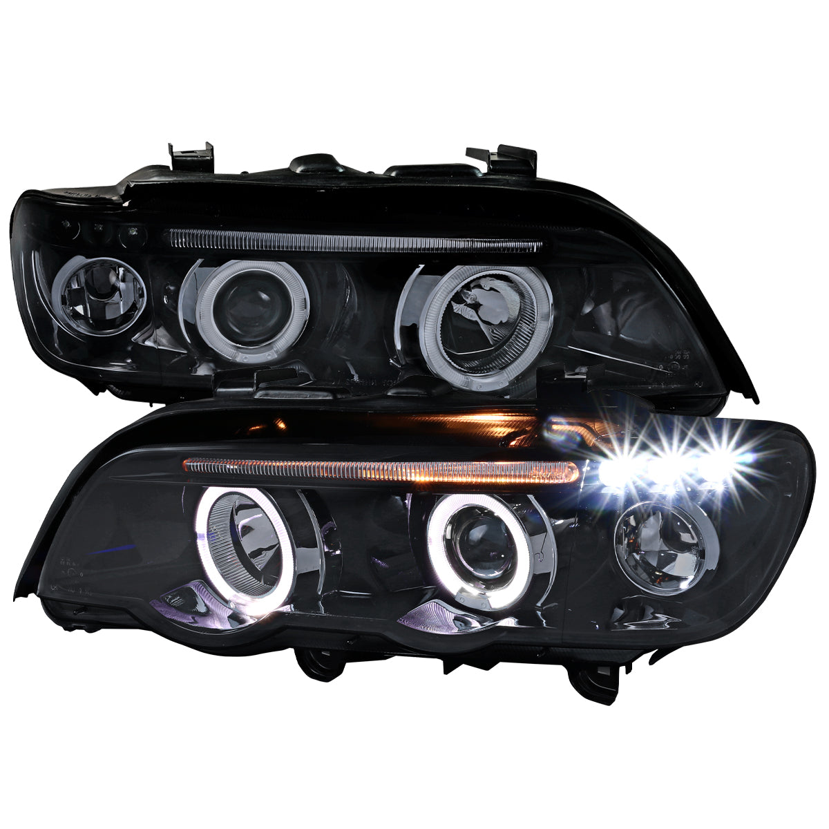 2001-2003 BMW E53 X5 Dual Halo Projector Headlights (Glossy Black Housing/Smoked Lens)