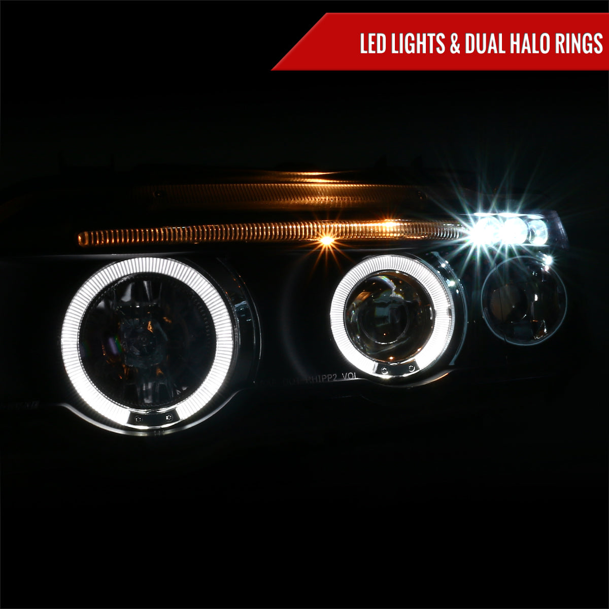 2001-2003 BMW E53 X5 Dual Halo Projector Headlights (Matte Black Housing/Clear Lens)