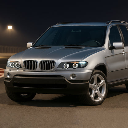 2001-2003 BMW E53 X5 Dual Halo Projector Headlights (Matte Black Housing/Clear Lens)