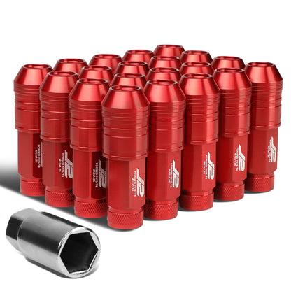 Red Aluminum Lug Nuts M12x1.25 Open End 70mm 20pc Set w/ Key