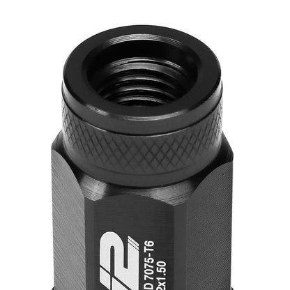 70MM Open-End Aluminum Lug Nuts M12x1.5 20PC Set with Adapter Black