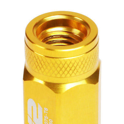 Universal Aluminum Open-End Lug Nuts 70MM M12x1.5 20PCS w/ Adapter Gold