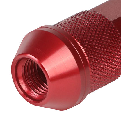 Aluminum Open-End Lug Nuts 90MM M12X1.25 Red 20PCS w/ Adapter
