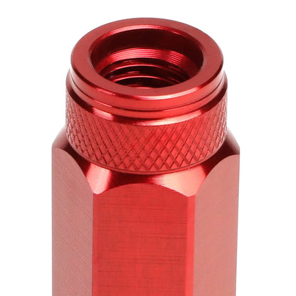 Aluminum Open-End Lug Nuts M12x1.5 90mm Red 20 Piece Set w/ Adapter